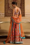 Shop_DiyaRajvvir_Orange Tulle Embroidered Mirror Plunging V Neck Blouse Sharara Set _at_Aza_Fashions