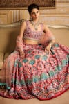 Buy_DiyaRajvvir_Peach Cotton Silk Printed Scallop Scoop Embroidered Lehenga Set _Online_at_Aza_Fashions