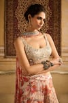 Buy_DiyaRajvvir_Orange Tulle Print Gulmohar Round Neck And Embroidered Blouse & Sharara Pant Set _Online_at_Aza_Fashions