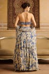 Shop_DiyaRajvvir_Blue Tulle Embroidered Floral Jaal Halter Print Lehenga Blouse Set _at_Aza_Fashions