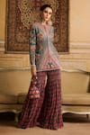 Buy_DiyaRajvvir_Green Raw Silk Embroidered Mirror Round Jacket Kurta With Gharara _at_Aza_Fashions