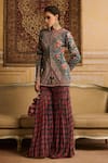 Buy_DiyaRajvvir_Green Raw Silk Embroidered Mirror Round Jacket Kurta With Gharara _Online_at_Aza_Fashions