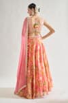 Shop_Gopi Vaid_Pink Lehenga And Blouse Satin Printed Abstract Floral Plunge V Zainab Set _at_Aza_Fashions