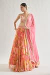 Shop_Gopi Vaid_Pink Lehenga And Blouse Satin Printed Abstract Floral Plunge V Zainab Set _Online_at_Aza_Fashions