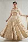 Gopi Vaid_Ivory Lehenga Organza Embroidery Gota V Neck Rashi Bridal Set _at_Aza_Fashions