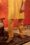 Shop_Kaaj Button_Yellow Chanderi Silk Embroidery Mirror Zigzag Work Kurta Set _Online_at_Aza_Fashions