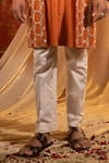 Kaaj Button_Orange Chanderi Silk Embroidery Gota Honeycomb Layered Kurta Set _Online_at_Aza_Fashions