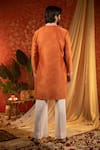 Shop_Kaaj Button_Orange Chanderi Silk Embroidery Mirror Rajwadi Work Kurta Set _at_Aza_Fashions