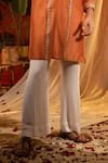 Buy_Kaaj Button_Orange Chanderi Silk Embroidery Mirror Rajwadi Work Kurta Set _Online_at_Aza_Fashions