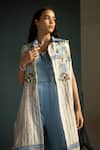 Buy_Oja_Blue Tensil Denim And Handloom Linen Embroidery Floral Jacket Pant Set _Online_at_Aza_Fashions