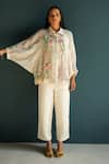 Buy_Oja_Ivory Handloom Linen Hand Embroidery Floral Collared Neck Bloom Shirt With Pant _at_Aza_Fashions