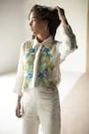 Shop_Oja_Ivory Linen Fletcher Hand Embroidery Floral Collared Neck Jacket And Pant Set _Online_at_Aza_Fashions