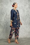 Tanu Malhotra_Blue Kurta And Pant Cotton Silk Embroidered Mirror Round Salwar Set _at_Aza_Fashions