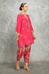 Shop_Tanu Malhotra_Pink Kurta And Salwar Pant Cotton Silk Embroidered Mirror & Floral Print Set _Online_at_Aza_Fashions