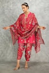 Buy_Tanu Malhotra_Pink Kurta And Salwar Pant Cotton Silk Embroidered Mirror & Floral Print Set _at_Aza_Fashions