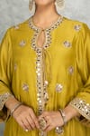 Buy_Tanu Malhotra_Yellow Kurta And Salwar Pant Cotton Silk Embroidered Mirror Round Dori Set 