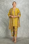 Buy_Tanu Malhotra_Yellow Kurta And Salwar Pant Cotton Silk Embroidered Mirror Round Dori Set _at_Aza_Fashions