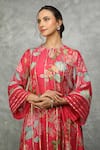 Buy_Tanu Malhotra_Pink Kurta And Pant Cotton Silk Embroidered Floral Round Gota Lace Set 