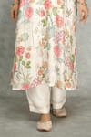 Buy_Tanu Malhotra_White Kurta And Pant Cotton Silk Embroidered Floral Round Gota Lace Set _Online_at_Aza_Fashions