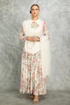 Buy_Tanu Malhotra_White Anarkali Georgette Embroidered Floral Round Mirror Set _at_Aza_Fashions