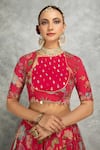 Shop_Tanu Malhotra_Pink Blouse Georgette Embroidered Floral Round Print Lehenga Set 