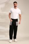 Buy_Mayank Modi - Men_Silver Malai Cotton Embroidered Patch Pocket Trouser _at_Aza_Fashions