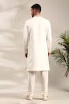 Shop_Mayank Modi - Men_Ivory Bemberg Silk Embroidered Thread Sherwani And Churidar Set _at_Aza_Fashions