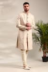 Buy_Mayank Modi - Men_Gold Chanderi Embroidered Mirror And Thread Sherwani Set 