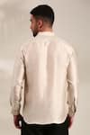 Shop_Mayank Modi - Men_Cream Bemberg Silk Solid Front Concealed Placket Shirt _at_Aza_Fashions