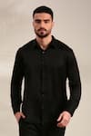 Mayank Modi - Men_Black Bemberg Silk Embellished Floral Back Yoke Shirt _Online_at_Aza_Fashions