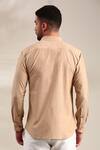 Mayank Modi - Men_Beige Malai Cotton Embellished Floral Thread Back Yoke Shirt _at_Aza_Fashions