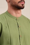 Mayank Modi - Men_Green Malai Cotton Pin-tucks Detailed Shirt _Online_at_Aza_Fashions