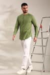 Shop_Mayank Modi - Men_Green Malai Cotton Pin-tucks Detailed Shirt _Online_at_Aza_Fashions