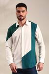 Mayank Modi - Men_White Malai Cotton Geometric Pattern Detailed Shirt _Online_at_Aza_Fashions