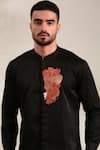 Mayank Modi - Men_Black Bemberg Silk Embroidered Floral Front Shirt _Online_at_Aza_Fashions