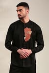 Buy_Mayank Modi - Men_Black Bemberg Silk Embroidered Floral Front Shirt _Online_at_Aza_Fashions