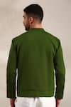 Shop_Mayank Modi - Men_Green Malai Cotton Solid Piping Detailed Bomber Jacket _at_Aza_Fashions