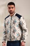 Buy_Mayank Modi - Men_Off White Linen Cotton Printed Floral Bomber Jacket _Online_at_Aza_Fashions