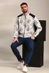 Mayank Modi - Men_Off White Linen Cotton Printed Floral Bomber Jacket _at_Aza_Fashions