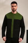 Mayank Modi - Men_Black Malai Cotton Panel Detailed Bomber Jacket _Online_at_Aza_Fashions