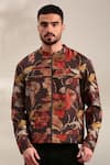 Mayank Modi - Men_Brown Muslin Printed Abstract Floral Bomber Jacket _Online_at_Aza_Fashions