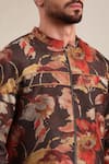 Buy_Mayank Modi - Men_Brown Muslin Printed Abstract Floral Bomber Jacket _Online_at_Aza_Fashions