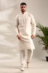 Buy_Mayank Modi - Men_Ivory Chanderi Embellished Mirror Yoke With Churidar _at_Aza_Fashions