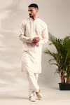 Buy_Mayank Modi - Men_Ivory Chanderi Embellished Mirror Yoke With Churidar 