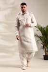 Buy_Mayank Modi - Men_Ivory Chanderi Embellished Sequin Pathani Set _at_Aza_Fashions