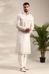 Mayank Modi - Men_Ivory Chanderi Embellished Sequin Pathani Set _at_Aza_Fashions