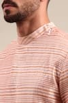 Shop_Mayank Modi - Men_Peach Chanderi Stripe Pattern Kurta With Pant _Online_at_Aza_Fashions