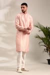 Buy_Mayank Modi - Men_Peach Chanderi Stripe Pattern Kurta With Pant 