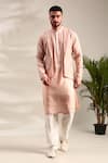 Buy_Mayank Modi - Men_Pink Chanderi Embroidered Floral Sequin Kurta With Pant _at_Aza_Fashions