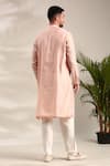 Shop_Mayank Modi - Men_Pink Chanderi Embroidered Floral Sequin Kurta With Pant _at_Aza_Fashions